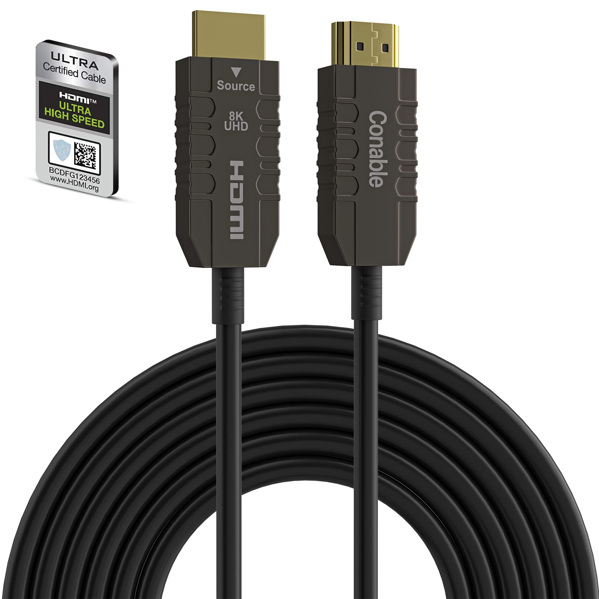 Amazon | 認定された8K光ファイバーHDMI®ケーブル50フィート、リアル